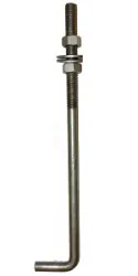3/4"-10 x 36" ASTM F1554 Grade 36 Hot Dip Galvanized Finish Steel L-Shape Bent Anchor Bolt with Nuts &amp; Washers