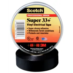 3/4" x 66ft Scotch Super 33+ Premium Black Vinyl Electrical Tape