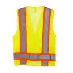 L Hi-Vis Lime Green Polyester Mesh Back/Solid Zipper Front Type R Class 2 10-Pocket Surveyor's Safety Vest