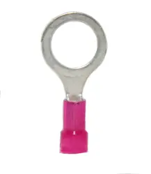 22-18 AWG 3/8" Stud Red Nylon Insulated Ring Tongue Terminal