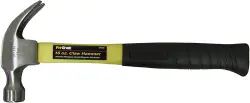 16oz Pro-Grade Yellow/Black Fiberglass Handle Forged Steel Claw Hammer