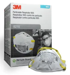 White 3M 8210 N95 Disposable Particulate Respirator 20Ct Box