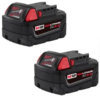 M18 Milwaukee REDLITHIUM XC 5.0Ah Lithium-Ion Extended Capacity Power Tool Battery 2-Pack