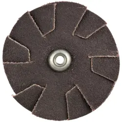 2" #8-32 Eyelet Merit 60 Grit Aluminum Oxide 2-Ply Overlap Slotted Disc