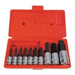 10pc 3/8" & 1/2" Drive 1/8"-5/8" Proto Hex Bit Socket Set