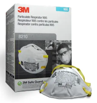 White 3M 8210 N95 Disposable Particulate Respirator 20Ct Box