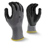 Large Radians Gripper Black Foam Nitrile Coated 15ga Gray Nylon/Spandex Machine Knit Glove