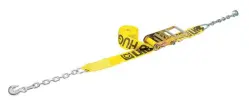 4&quot; x 40ft 15,000lb Candor USA Yellow Polyester Web with Chain Anchors Ratchet Strap Tie-Down Assembly