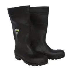 Size 10 Black PVC 16"H Over-The-Sock Style Cotton Lined Steel Toe Safety Boot Pair