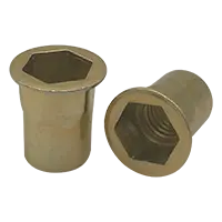 M5-0.8 3.30-5.70mm Grip Range Yellow Zinc Finish Steel Large Flange Knurled Body Rivet Nut