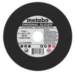 6" x .040" x 7/8" Type 1 Metabo Original Slicer A60TZ Steel & Stainless Cutting Wheel