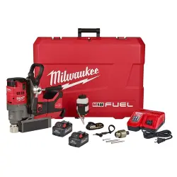 1-1/2" x 2" Capacity Milwaukee M18 FUEL Cordless 400/690 RPM 2-Speed Portable Magnetic Drill Kit