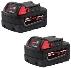 M18 Milwaukee REDLITHIUM XC 5.0Ah Lithium-Ion Extended Capacity Power Tool Battery 2-Pack