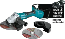 9" 18V Makita X2 LXT (36V) Brushless Cordless Variable Speed Portable Angle Grinder
