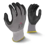 Large Radians Gripper Black Microdot Nitrile Coated 15ga Gray Nylon/Spandex Machine Knit Glove