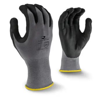 Large Radians Gripper Black Foam Nitrile Coated 15ga Gray Nylon/Spandex Machine Knit Glove
